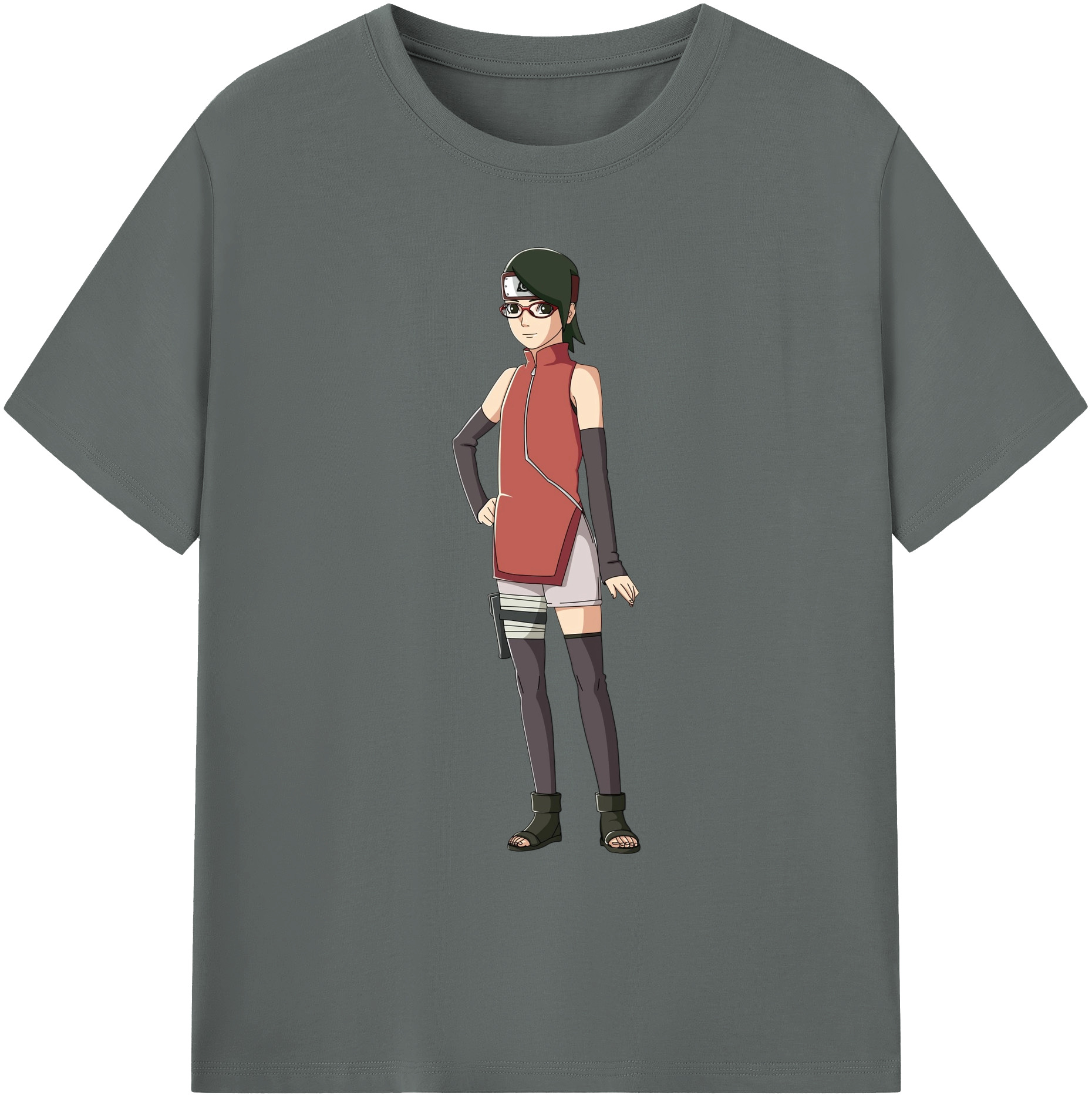（画像用） NARUTO -ナルト- うちは サラダ Uchiha Sarada 綿100％ メンズ半袖Tシャツ｜肌触りやわらか＆通気性